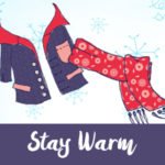 Winter weather, clothing, jacket, scarf, stay warm