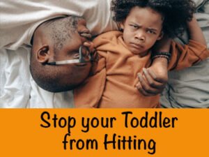Stop your Toddler from Hitting. Man laying on bed with his son.