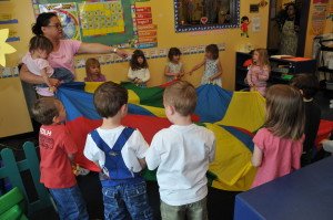 Playing a game in one of our pre school classes