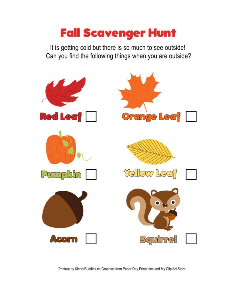 Fall Scavenger Hunt (Free Printable)